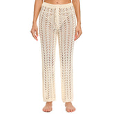 High Waist Tie Brazilian Crochet Knit Beach Cover Up Wide Leg Pants